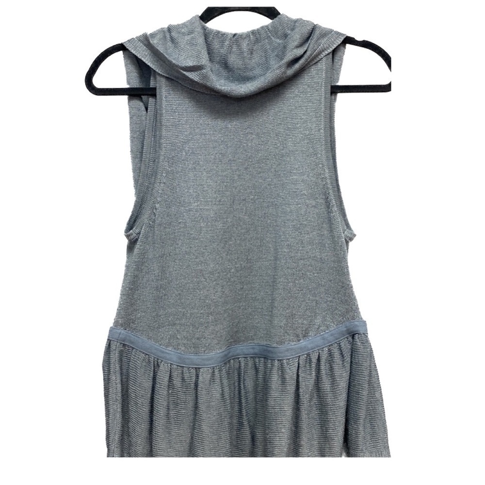 CACHE blue sleeveless frill Boho Solid Color Block cardigan sweater vest size M - Picture 2 of 9